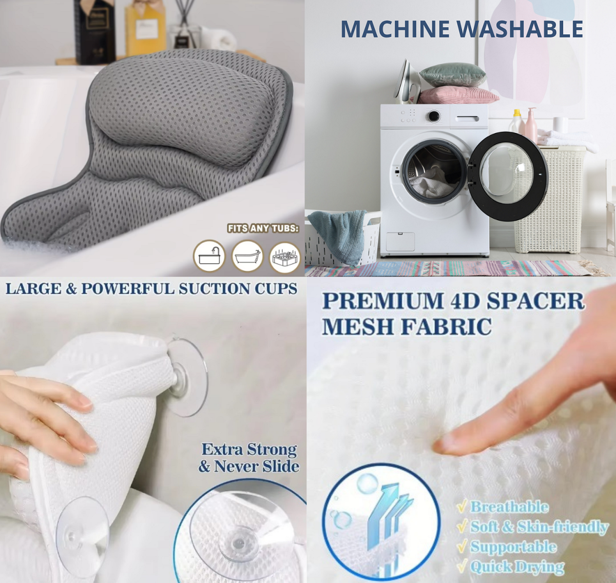 Ergonomic Bath Pillow 6 extra soft bath pillow