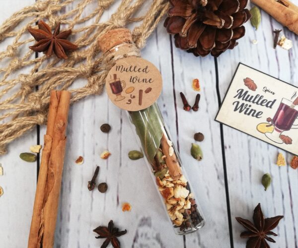 mulled wine spices glass tube