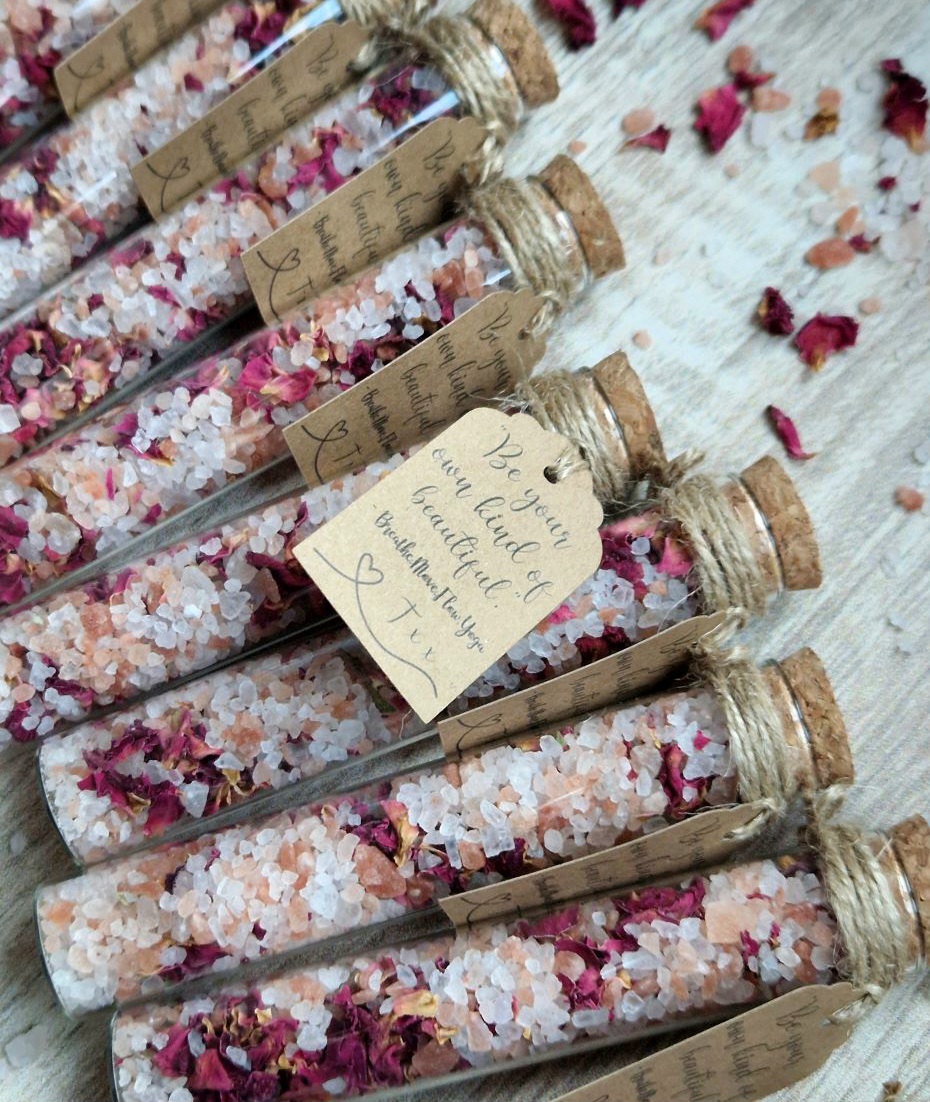 Customised Rose Bath Salt Favours 9 customised favours