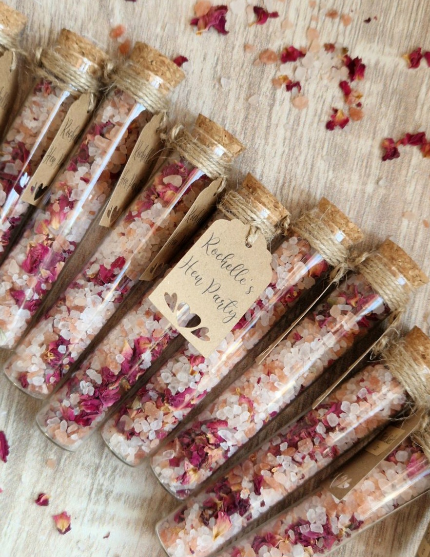 Customised Rose Bath Salt Favours 4 hen party favours