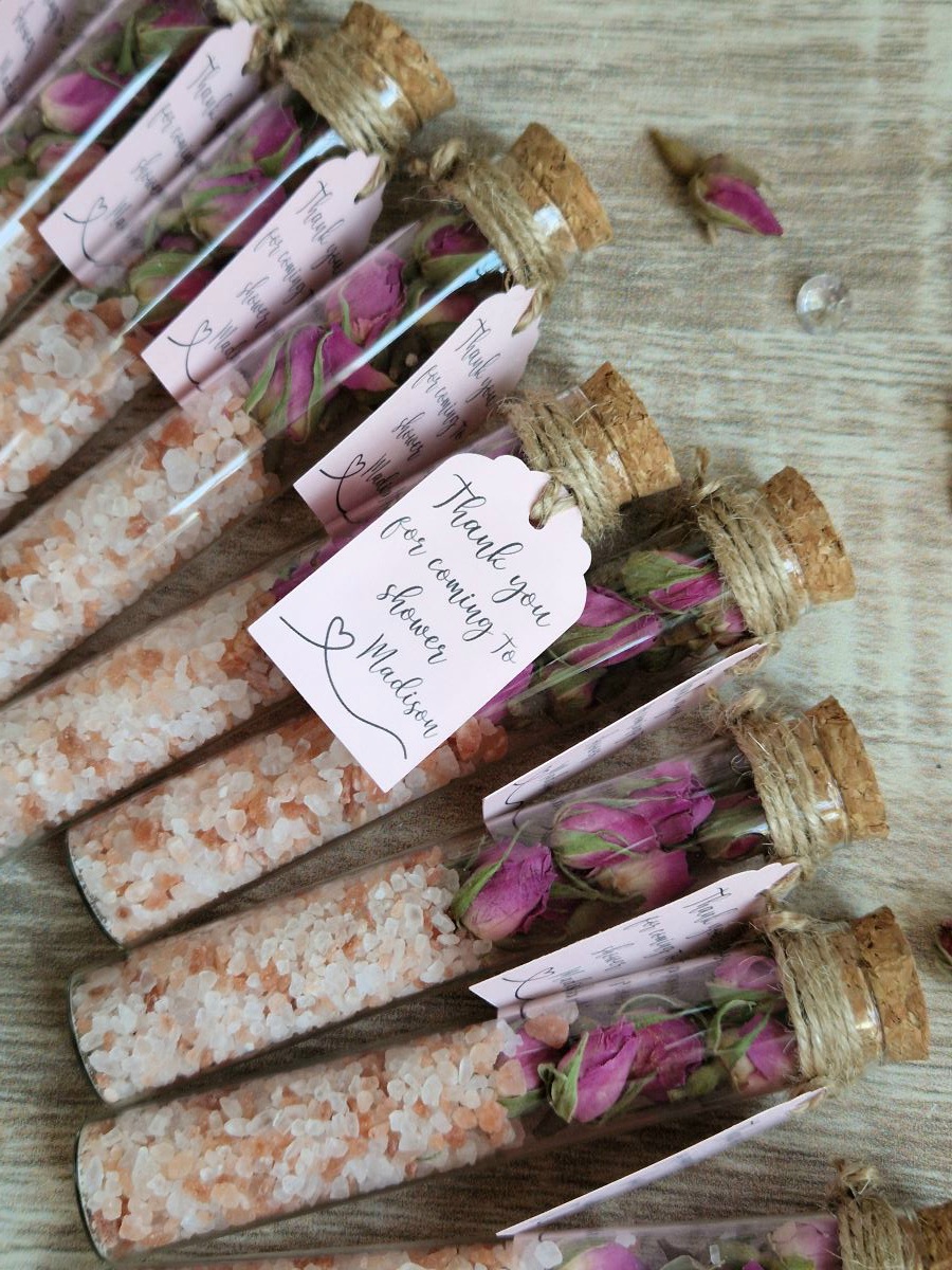 Customised Rose Bath Salt Favours 8 shower favours