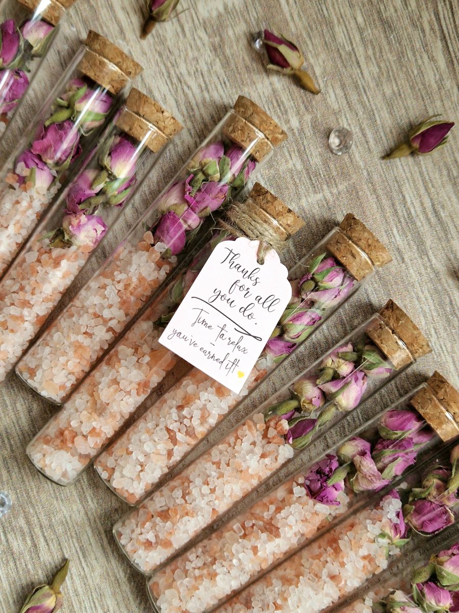 Customised Rose Bath Salt Favours 12 thank you customised gift (1)