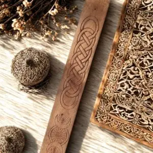 celtic moon wooden incense stick holder