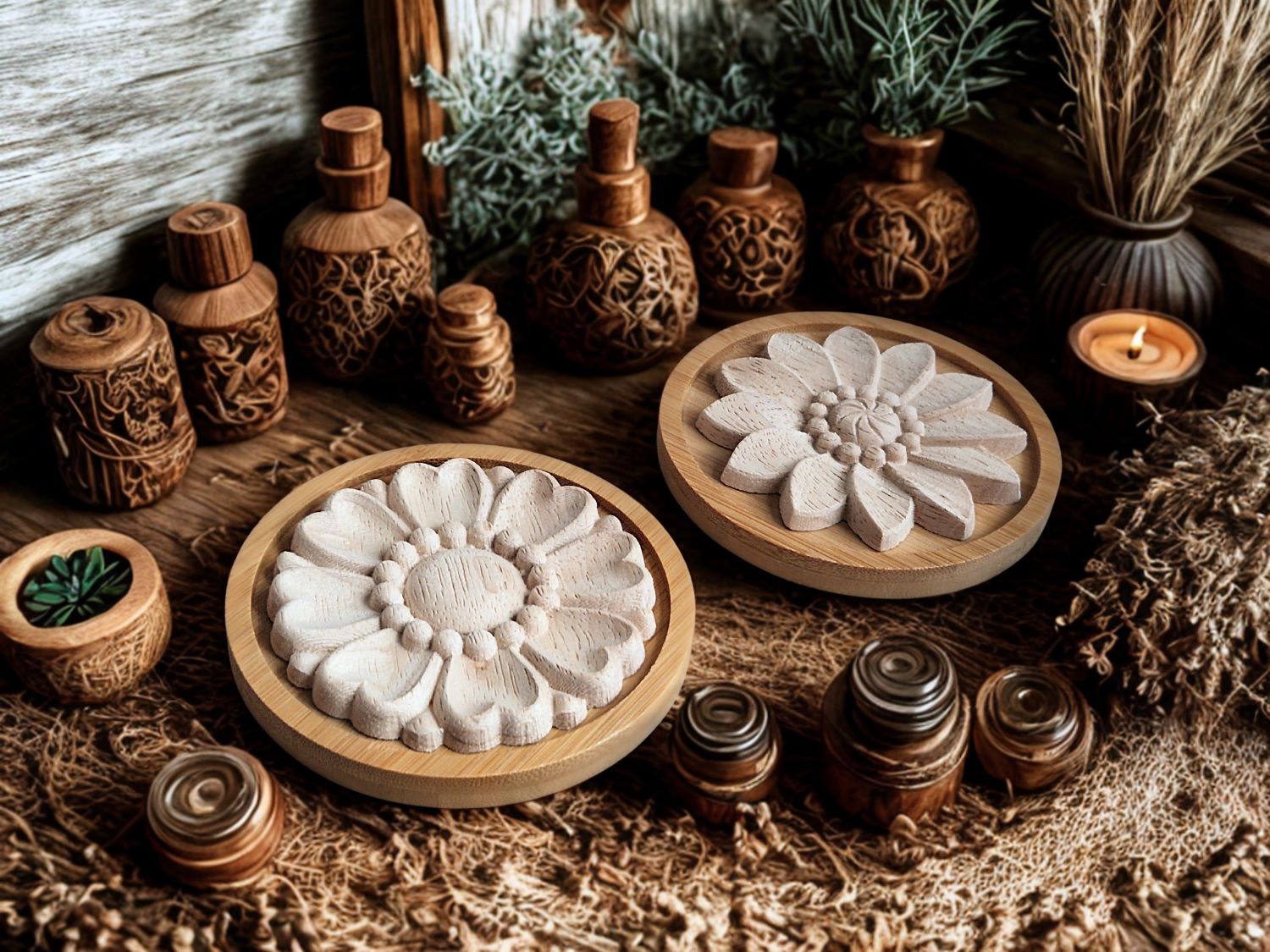 Flower Wooden Desk Diffuser 2 flower desk diffuser