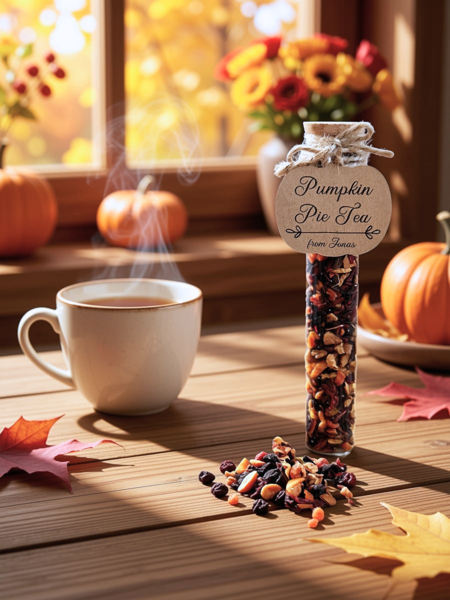 Festive Tea Blend Favour Vial 4 pumpkin pie custom gift
