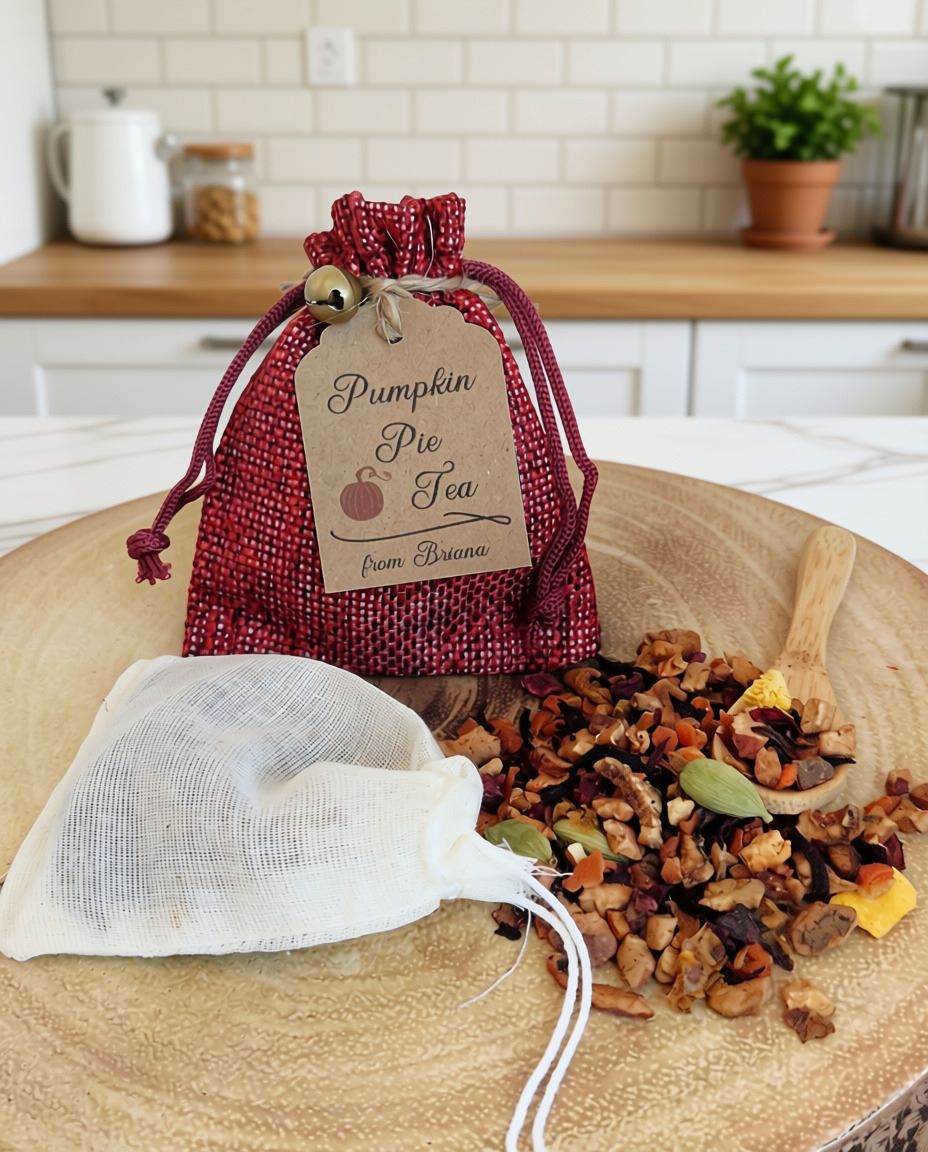Festive Tea Blend Favour Pouch 6 pumpkin pie tea gift pouch