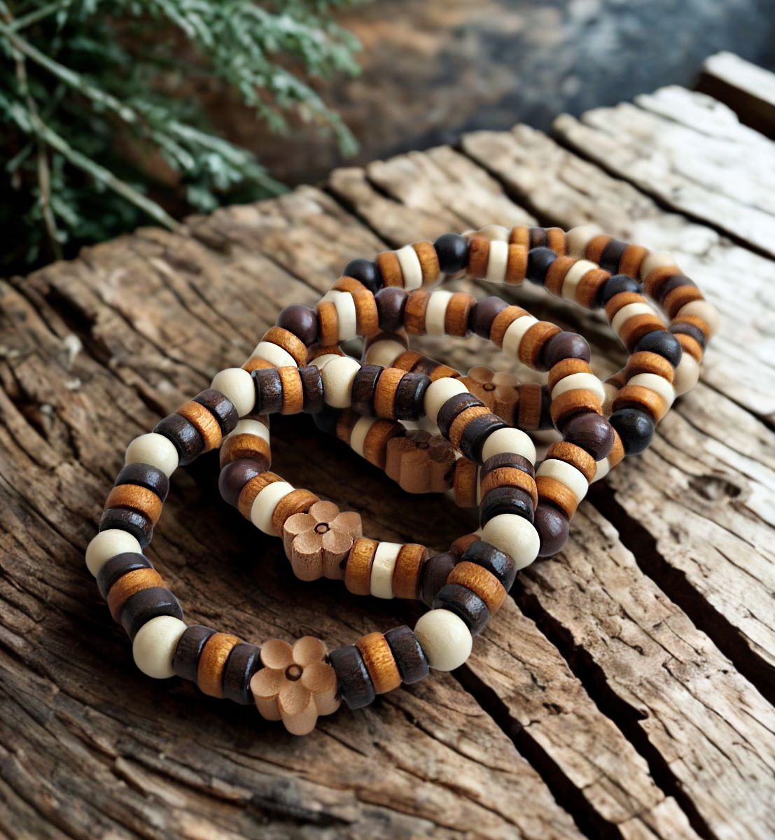Flower Wooden Bracelet 2 wooden aromatherapy bracelet